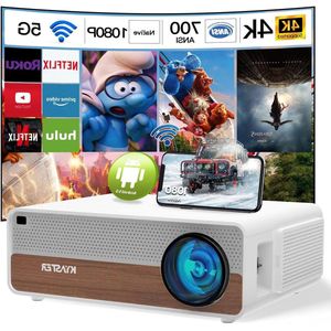 Native 1080p projector 700 ANSI lumen 4K ondersteunt 4P-4D Keystone correctie Android 9.0 OS met geïnstalleerde App Store 5G WLAN Wireless Screencast - Beamer focale Lengte 1,35:1 Verhouding Beamer