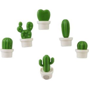 Magneetjes Cactus in wit potje - 2 cm (Neodymium koelkastmagneten en magneetbord magneetjes)