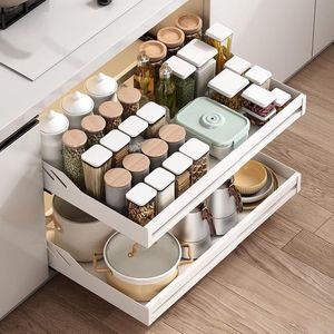 Telescopische lade, uitbreidbare lade-organizer (33-54 cm) lade-organizer, onderspoel-organizer, pannenorganizer voor onderkasten, robuuste uittrekbare laden voor keuken, eetkamer