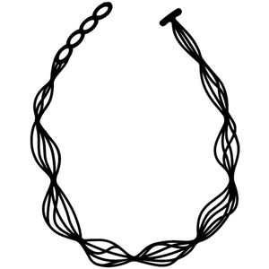 Batucada - Waves - Collier van Plantaardige Oorsprong en Hypoallergeen - Vrouwen Ketting met Golven - Antiallergisch Halsketting - Zwart - lengte 40/44 cm -effect Tattoo - ziet er uit als Rubber