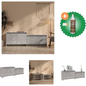 vidaXL Tv-meubel 146-5x35x50 cm spaanplaat betongrijs - Kast - Inclusief Houtreiniger en verfrisser