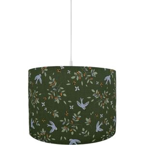 BINK Bedding Hanglamp/Lampenkap Merel 30cm inclusief pendel - vogels - bloemen - groen - lila - kinderkamer verlichting - decoratie - meisjes