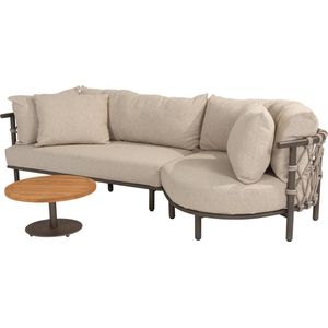 Ezra chaise longue organische loungeset 3 delig teak terre 4 Seasons Outdoor