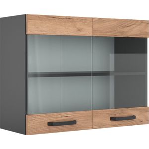 Vicco R-Line Keuken Glazen keukenkast – 80 cm Krachtige eik goud