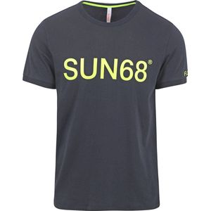 Sun68 - T-Shirt Print Logo Navy - Heren - Maat XXL - Modern-fit