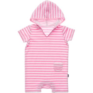 Snapper Rock - Badcape met capuchon voor baby's - Korte mouw - Gestreept - Roze/Wit - maat 74-80cm