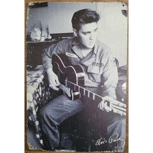 Elvis Presleyn US army Reclamebord van metaal METALEN-WANDBORD - MUURPLAAT - VINTAGE - RETRO - HORECA- BORD-WANDDECORATIE -TEKSTBORD - DECORATIEBORD - RECLAMEPLAAT - WANDPLAAT - NOSTALGIE -CAFE- BAR -MANCAVE- KROEG- MAN CAVE