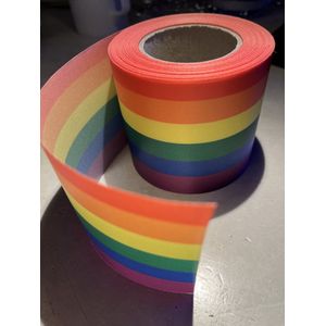 Rouwlint / Sierlint Regenboog SuperSatin 75 MM Rol 25 meter