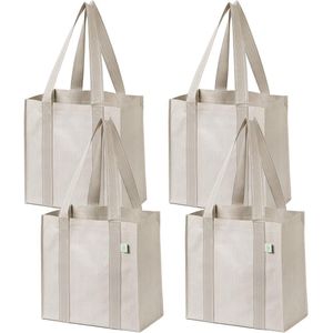 Herbruikbare boodschappentassen 4-pack met harde bodem - Compact en opvouwbaar