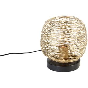 QAZQA sarella - Design Tafellamp - 1 lichts - H 20 cm - Zwart Goud - Woonkamer | Slaapkamer | Keuken