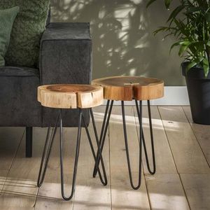 Dimehouse Bijzettafeltje Boomstam Arbor Acaciahout - 32 x 32 x 45 cm - Hout - Industrieel - Rond