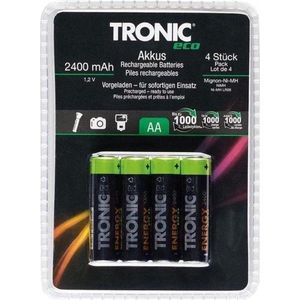 Tronic Eco oplaadbare AA batterijen - 2400mAh capaciteit - 2x 4 stuks herlaadbare batterijen