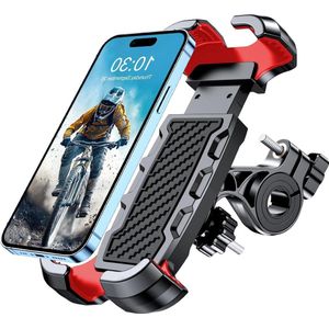 Telefoonhouder voor Fiets - Telefoonhouder upgrade 2024 [valt nooit uit] - draaibare motorfiets telefoonhouder - wiegklem ATV scooter fiets telefoonhouder - compatibel met iPhone 16 Pro/15 - 47-68 inch telefoon