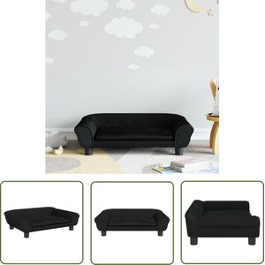 The Living Store Kinderbank 70x45x26 cm fluweel zwart - Kinderstoel - Kindermeubilair - Kids Bank - Speelbank - Kinderzitplaats