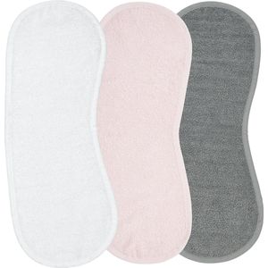 Meyco Baby Uni spuugdoek - 3-pack - badstof - white/light pink/grey - 53x20cm