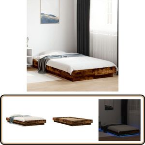 vidaXL Bedframe met LED-verlichting gerookt eikenkleurig 90x190 cm