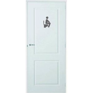 Deursticker Man Op Wc - Donkergrijs - 6 x 10 cm - toilet overige stickers - toilet alle