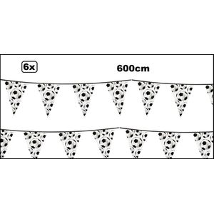 6x Vlaggenlijn voetbal black and white 600cm - Vlaglijn voetballen festival toernooi thema feest EK WK