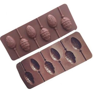 ProductGoods - Siliconen Chocoladevorm In Paasthema - Chocolade Mal Fondant Bonbonvorm + Gratis Stokjes - Ijsblokjesvorm