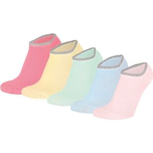 Apollo - Sneakersokken meisjes - Fashion - Multi color - Maat 35/38 - Sneakersokken - Enkelsokken kinderen - Korte sokken kinderen