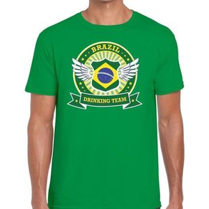 Groen Brazil drinking team t-shirt groen heren - Brazilië kleding M
