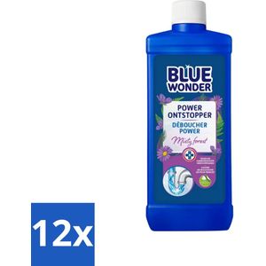 Blue Wonder - Ontstopper - Misty Forest - Tegen Hardnekkige Ontstopping - 500 ml - Voordeelverpakking - 12 stuks