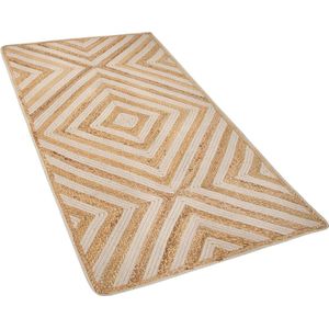 PIRLI - Laagpolig vloerkleed - Beige - 80 x 150 cm - Katoen