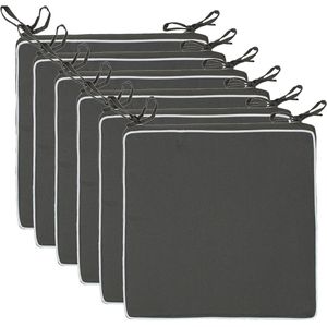Outdoor zitkussen - decoratief kussen - 6-delige set - antraciet - 40x40 cm
