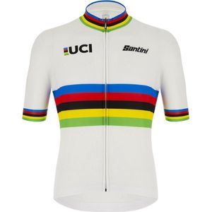 Santini Fietsshirt korte mouwen Heren Wit Multikleur - Uci World Campion Eco Jersey - Uci Official - 5XL