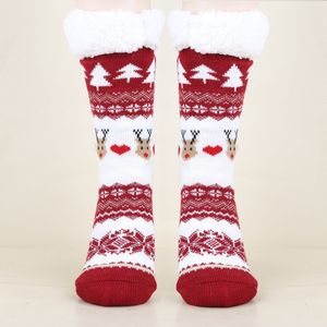 MOSEN-Dames Kerstsokken van pluche - zachte warme sokken - verdikte pluche slaapsokken voor thuis - antislip tapijtsokken aan de onderkant - warme en comfortabele pluchen pantoffelsokken voor Kerstmis