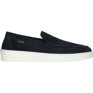 Manfield - Heren - Blauwe suède loafers - Maat 42