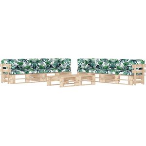 vidaXL - 6-delige - Loungeset - pallet - met - kussens - geïmpregneerd - grenenhout