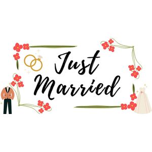 Just Married Spandoek - Bruiloft 100x200cm