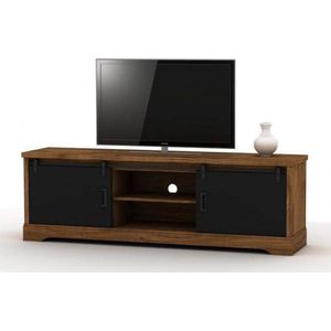 Neede TV Meubel Mangohout Look - 160 x 40 x 55 cm - TV Meubel Industrieel - TV Kast - Zwarte Accenten