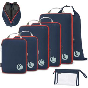 8-Delige Compressie Verpakking Kubussen - Ultralichte Bagage Organizer Set Voor Reizen - Uitbreidbare Reisaccessoires Voor Handbagage - Blauw