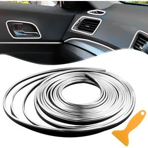Interieur Strips Lijn 10M 32.8FT - Binnenlijst Vuller Decoratieve Lijn - Dashboard Decoratie Auto - Zilver