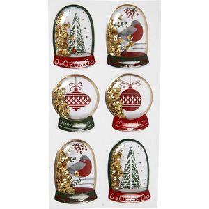 Shaker stickers afm 49x32+45x36 mm goud vogel boom en kerstb