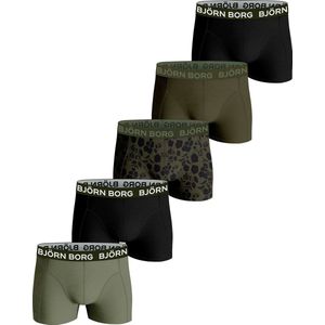 Björn Borg Cotton Stretch Jongens Boxershort - 5 stuks - Jongens Onderbroek - Maat 170 - Groen/Zwart