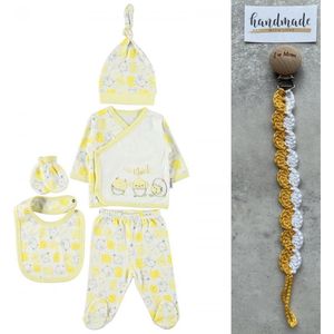5-delige baby newborn kledingset - Fopspeenkoord cadeau - Newborn set - Little Chick Babykleding - Babyshower cadeau - Kraamcadeau