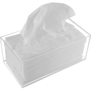 Doorzichtige acryl tissuedoos voor tissues, servetten, droogvellen, perfecte hoes voor badkamer, bureau, aanrecht, ijdelheid, nachtkastje (rechthoekig, helder)