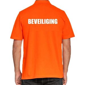 Beveiliging poloshirt oranje voor heren - security polo t-shirt L