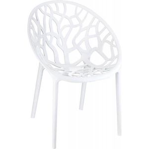 CLP Design tuinstoel CRYSTAL bistrostoel - stapelbare stoel, belastbaar tot 160 kg, weer- en UV-bestendig wit glans