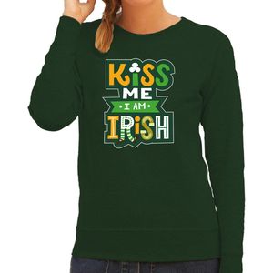 St. Patricks day sweater groen voor dames - Kiss me im Irish - Ierse feest kleding / trui/ outfit/ kostuum S