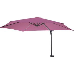 Muurparasol Casoria, zweefparasol balkonparasol parasol, 3m kantelbaar, polyester aluminium/staal 9kg ~ lavendel-rood