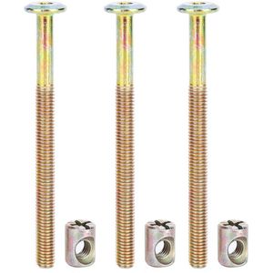 Meubelschroeven - 10 stuks M6 koolstofstaal 80/40 mm met cilindermoeren voor verbindingsverbindingen .