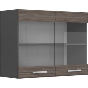 Vicco R-Line Keuken Glazen keukenkast – 80 cm Edel grijs