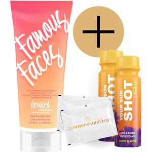 Devoted Creations - Famous Face + 2 Your Sun Shots + 2 Verfrissingsdoekjes