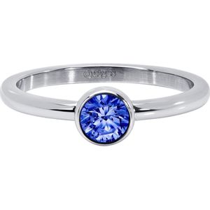 Quiges Stapelring Dames - Vulring - RVS Zilverkleurig met Zirkonia Blauw - Maat 19 - Hoogte 2mm