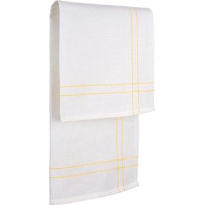 Treb Horecalinnen Opdiendoeken 4 Stuks Wit met Gele Strepen 50x65cm - Treb Towels