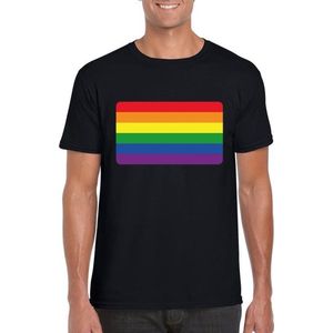 Gay pride t-shirt met Regenboog vlag zwart heren M